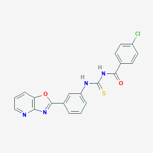 molecular formula C20H13ClN4O2S B365176 4-chloro-N-{[3-([1,3]oxazolo[4,5-b]pyridin-2-yl)phenyl]carbamothioyl}benzamide CAS No. 425411-42-3