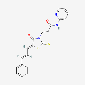 3-[4-oxo-5-(3-phenyl-2-propen-1-ylidene)-2-thioxo-1,3-thiazolidin-3-yl]-N-2-pyridinylpropanamide