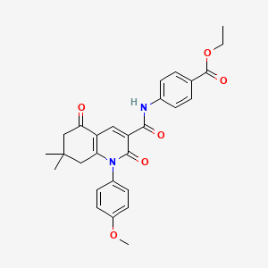 molecular formula C28H28N2O6 B3651845 Ethyl 4-[1-(4-methoxyphenyl)-7,7-dimethyl-2,5-dioxo-1,2,5,6,7,8-hexahydroquinoline-3-amido]benzoate 