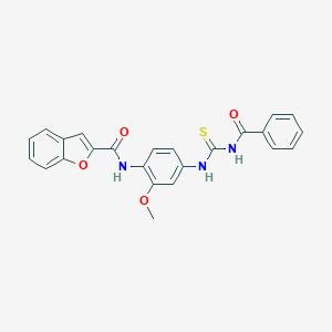 molecular formula C24H19N3O4S B365191 N-[4-(benzoylcarbamothioylamino)-2-methoxyphenyl]-1-benzofuran-2-carboxamide CAS No. 347340-10-7