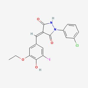 1-(3-chlorophenyl)-4-(3-ethoxy-4-hydroxy-5-iodobenzylidene)-3,5-pyrazolidinedione