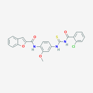 molecular formula C24H18ClN3O4S B365195 N-[4-[(2-chlorobenzoyl)carbamothioylamino]-2-methoxyphenyl]-1-benzofuran-2-carboxamide CAS No. 428443-84-9