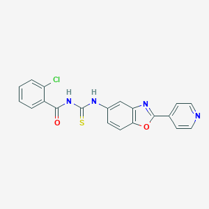 molecular formula C20H13ClN4O2S B365196 2-chloro-N-{[2-(pyridin-4-yl)-1,3-benzoxazol-5-yl]carbamothioyl}benzamide CAS No. 347338-43-6