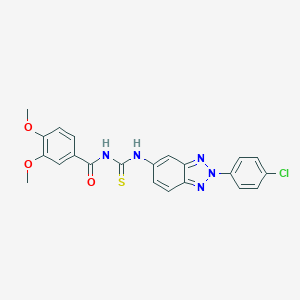 molecular formula C22H18ClN5O3S B365200 N-[[2-(4-chlorophenyl)benzotriazol-5-yl]carbamothioyl]-3,4-dimethoxybenzamide CAS No. 428452-06-6
