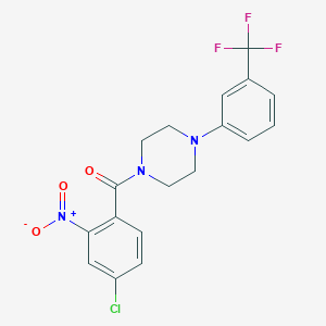 molecular formula C18H15ClF3N3O3 B3652013 (4-CHLORO-2-NITROPHENYL){4-[3-(TRIFLUOROMETHYL)PHENYL]PIPERAZINO}METHANONE 