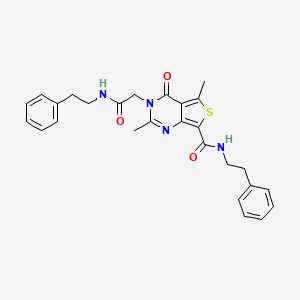 2,5-dimethyl-4-oxo-3-{2-oxo-2-[(2-phenylethyl)amino]ethyl}-N-(2-phenylethyl)-3,4-dihydrothieno[3,4-d]pyrimidine-7-carboxamide