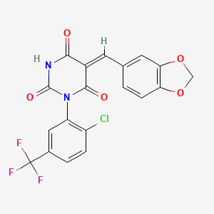 5-(1,3-benzodioxol-5-ylmethylene)-1-[2-chloro-5-(trifluoromethyl)phenyl]-2,4,6(1H,3H,5H)-pyrimidinetrione