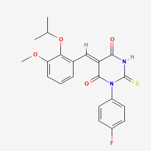 (5Z)-1-(4-fluorophenyl)-5-[3-methoxy-2-(propan-2-yloxy)benzylidene]-2-thioxodihydropyrimidine-4,6(1H,5H)-dione