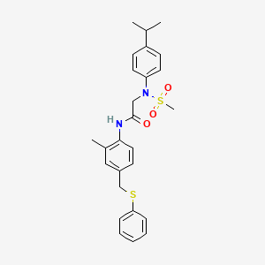 molecular formula C26H30N2O3S2 B3652140 N-{2-methyl-4-[(phenylsulfanyl)methyl]phenyl}-N~2~-(methylsulfonyl)-N~2~-[4-(propan-2-yl)phenyl]glycinamide 