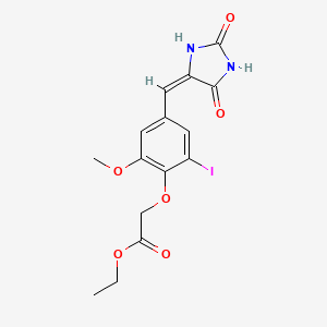 ethyl 2-[4-[(E)-(2,5-dioxoimidazolidin-4-ylidene)methyl]-2-iodo-6-methoxyphenoxy]acetate