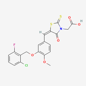 (5-{3-[(2-chloro-6-fluorobenzyl)oxy]-4-methoxybenzylidene}-4-oxo-2-thioxo-1,3-thiazolidin-3-yl)acetic acid