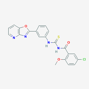 molecular formula C21H15ClN4O3S B365221 5-chloro-2-methoxy-N-{[3-([1,3]oxazolo[4,5-b]pyridin-2-yl)phenyl]carbamothioyl}benzamide CAS No. 385416-84-2