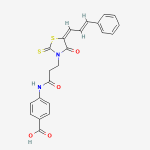 4-({3-[4-oxo-5-(3-phenyl-2-propen-1-ylidene)-2-thioxo-1,3-thiazolidin-3-yl]propanoyl}amino)benzoic acid