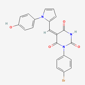 (5E)-1-(4-bromophenyl)-5-[[1-(4-hydroxyphenyl)pyrrol-2-yl]methylidene]-1,3-diazinane-2,4,6-trione