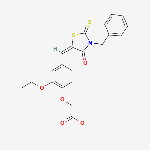 METHYL 2-(4-{[(5E)-3-BENZYL-4-OXO-2-SULFANYLIDENE-1,3-THIAZOLIDIN-5-YLIDENE]METHYL}-2-ETHOXYPHENOXY)ACETATE