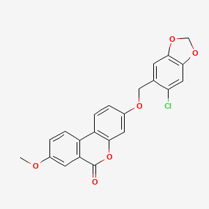 3-[(6-CHLORO-2H-1,3-BENZODIOXOL-5-YL)METHOXY]-8-METHOXY-6H-BENZO[C]CHROMEN-6-ONE