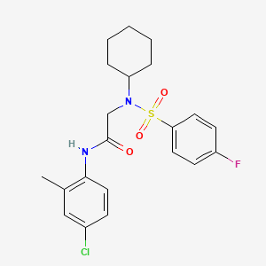 molecular formula C21H24ClFN2O3S B3652377 N-(4-chloro-2-methylphenyl)-N~2~-cyclohexyl-N~2~-[(4-fluorophenyl)sulfonyl]glycinamide 