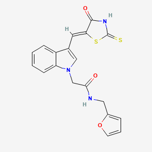 N-(2-furylmethyl)-2-{3-[(4-oxo-2-thioxo-1,3-thiazolidin-5-ylidene)methyl]-1H-indol-1-yl}acetamide