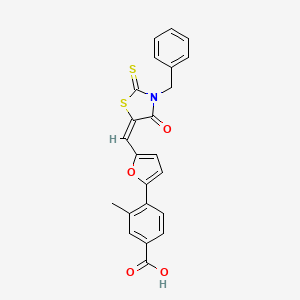 4-(5-{[(5E)-3-BENZYL-4-OXO-2-SULFANYLIDENE-1,3-THIAZOLIDIN-5-YLIDENE]METHYL}FURAN-2-YL)-3-METHYLBENZOIC ACID