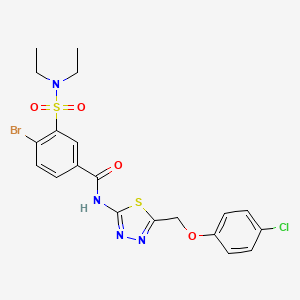 molecular formula C20H20BrClN4O4S2 B3652484 4-bromo-N-{5-[(4-chlorophenoxy)methyl]-1,3,4-thiadiazol-2-yl}-3-[(diethylamino)sulfonyl]benzamide 