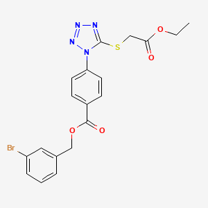 molecular formula C19H17BrN4O4S B3652531 (3-BROMOPHENYL)METHYL 4-{5-[(2-ETHOXY-2-OXOETHYL)SULFANYL]-1H-1,2,3,4-TETRAZOL-1-YL}BENZOATE 