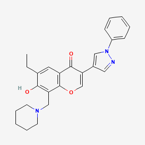 6-ethyl-7-hydroxy-3-(1-phenyl-1H-pyrazol-4-yl)-8-(1-piperidinylmethyl)-4H-chromen-4-one