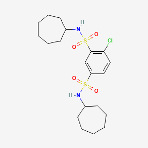 molecular formula C20H31ClN2O4S2 B3652593 4-chloro-1-N,3-N-di(cycloheptyl)benzene-1,3-disulfonamide 