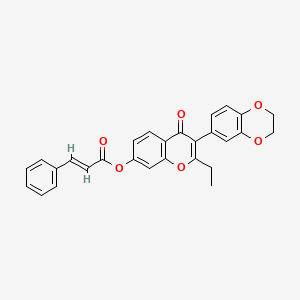 3-(2,3-dihydro-1,4-benzodioxin-6-yl)-2-ethyl-4-oxo-4H-chromen-7-yl 3-phenylacrylate