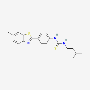 molecular formula C20H23N3S2 B3652650 N-[4-(6-methyl-1,3-benzothiazol-2-yl)phenyl]-N'-(3-methylbutyl)thiourea 