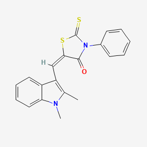 5-[(1,2-dimethyl-1H-indol-3-yl)methylene]-3-phenyl-2-thioxo-1,3-thiazolidin-4-one