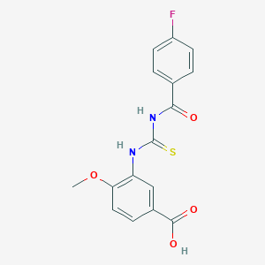 molecular formula C16H13FN2O4S B365268 3-[(4-Fluorobenzoyl)carbamothioylamino]-4-methoxybenzoic acid CAS No. 434302-92-8