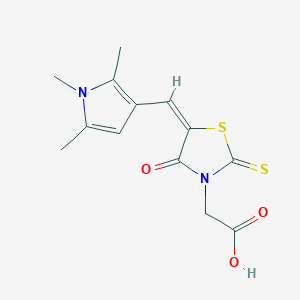 2-[(5E)-4-OXO-2-SULFANYLIDENE-5-[(1,2,5-TRIMETHYL-1H-PYRROL-3-YL)METHYLIDENE]-1,3-THIAZOLIDIN-3-YL]ACETIC ACID