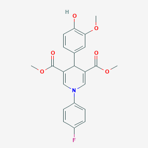 molecular formula C22H20FNO6 B3652719 3,5-DIMETHYL 1-(4-FLUOROPHENYL)-4-(4-HYDROXY-3-METHOXYPHENYL)-1,4-DIHYDROPYRIDINE-3,5-DICARBOXYLATE 