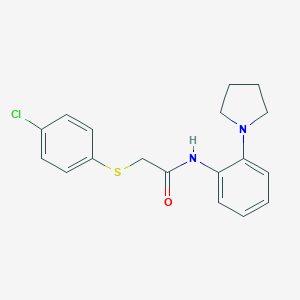 molecular formula C18H19ClN2OS B365274 2-[(4-chlorophenyl)sulfanyl]-N-[2-(1-pyrrolidinyl)phenyl]acetamide CAS No. 532434-28-9