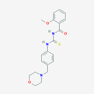 molecular formula C20H23N3O3S B365277 2-methoxy-N-{[4-(morpholin-4-ylmethyl)phenyl]carbamothioyl}benzamide CAS No. 638156-86-2