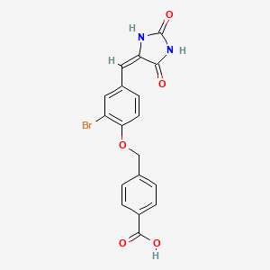 molecular formula C18H13BrN2O5 B3652826 4-[(2-BROMO-4-{[(4E)-2,5-DIOXOIMIDAZOLIDIN-4-YLIDENE]METHYL}PHENOXY)METHYL]BENZOIC ACID 