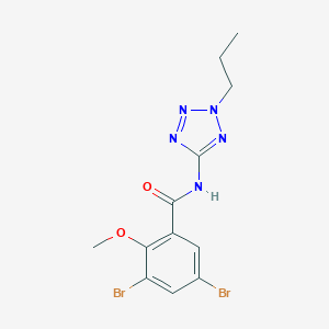molecular formula C12H13Br2N5O2 B365290 3,5-dibromo-2-methoxy-N-(2-propyl-2H-tetrazol-5-yl)benzamide CAS No. 578748-24-0