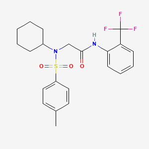 molecular formula C22H25F3N2O3S B3652930 N~2~-cyclohexyl-N~2~-[(4-methylphenyl)sulfonyl]-N-[2-(trifluoromethyl)phenyl]glycinamide 