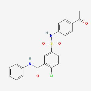 molecular formula C21H17ClN2O4S B3652994 5-[(4-acetylphenyl)sulfamoyl]-2-chloro-N-phenylbenzamide 