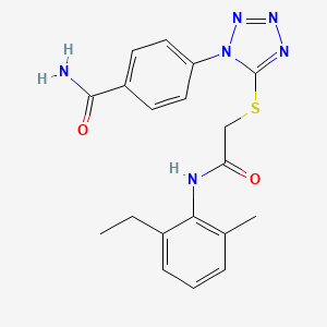 4-[5-[2-(2-ethyl-6-methylanilino)-2-oxoethyl]sulfanyltetrazol-1-yl]benzamide