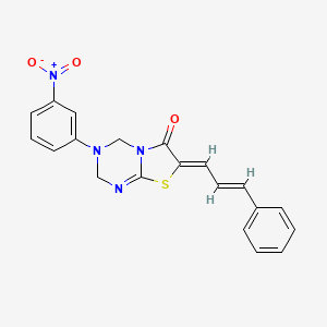 molecular formula C20H16N4O3S B3653102 3-(3-nitrophenyl)-7-(3-phenyl-2-propen-1-ylidene)-3,4-dihydro-2H-[1,3]thiazolo[3,2-a][1,3,5]triazin-6(7H)-one 