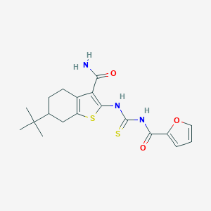 molecular formula C19H23N3O3S2 B365312 N-[(6-tert-butyl-3-carbamoyl-4,5,6,7-tetrahydro-1-benzothiophen-2-yl)carbamothioyl]furan-2-carboxamide CAS No. 640757-50-2
