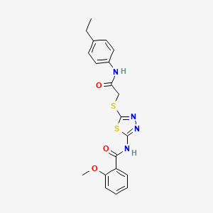 molecular formula C20H20N4O3S2 B3653128 N-[5-({2-[(4-ethylphenyl)amino]-2-oxoethyl}sulfanyl)-1,3,4-thiadiazol-2-yl]-2-methoxybenzamide 