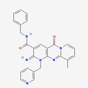 N-benzyl-6-imino-11-methyl-2-oxo-7-(pyridin-3-ylmethyl)-1,7,9-triazatricyclo[8.4.0.03,8]tetradeca-3(8),4,9,11,13-pentaene-5-carboxamide