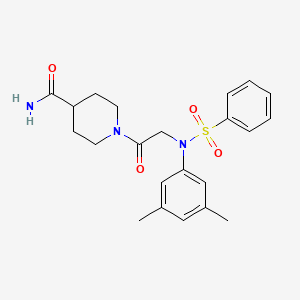 1-[2-[N-(benzenesulfonyl)-3,5-dimethylanilino]acetyl]piperidine-4-carboxamide