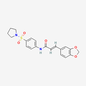 molecular formula C20H20N2O5S B3653288 3-(1,3-benzodioxol-5-yl)-N-[4-(1-pyrrolidinylsulfonyl)phenyl]acrylamide 