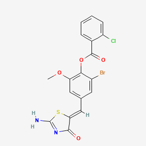 2-bromo-4-[(2-imino-4-oxo-1,3-thiazolidin-5-ylidene)methyl]-6-methoxyphenyl 2-chlorobenzoate