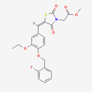 methyl 2-[(5E)-5-[[3-ethoxy-4-[(2-fluorophenyl)methoxy]phenyl]methylidene]-2,4-dioxo-1,3-thiazolidin-3-yl]acetate