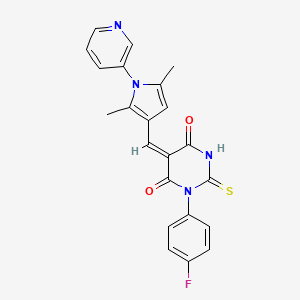 5-{[2,5-dimethyl-1-(3-pyridinyl)-1H-pyrrol-3-yl]methylene}-1-(4-fluorophenyl)-2-thioxodihydro-4,6(1H,5H)-pyrimidinedione