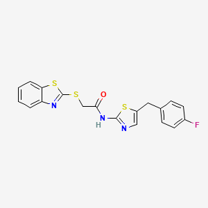 2-(1,3-benzothiazol-2-ylsulfanyl)-N-[5-(4-fluorobenzyl)-1,3-thiazol-2-yl]acetamide